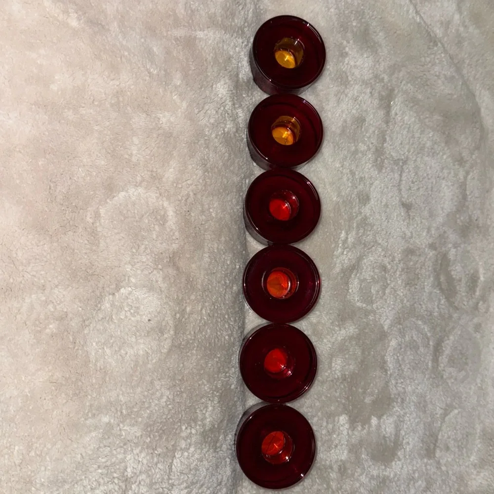 12 CRATE & BARREL RED TAPER CANDLE HOLDERS